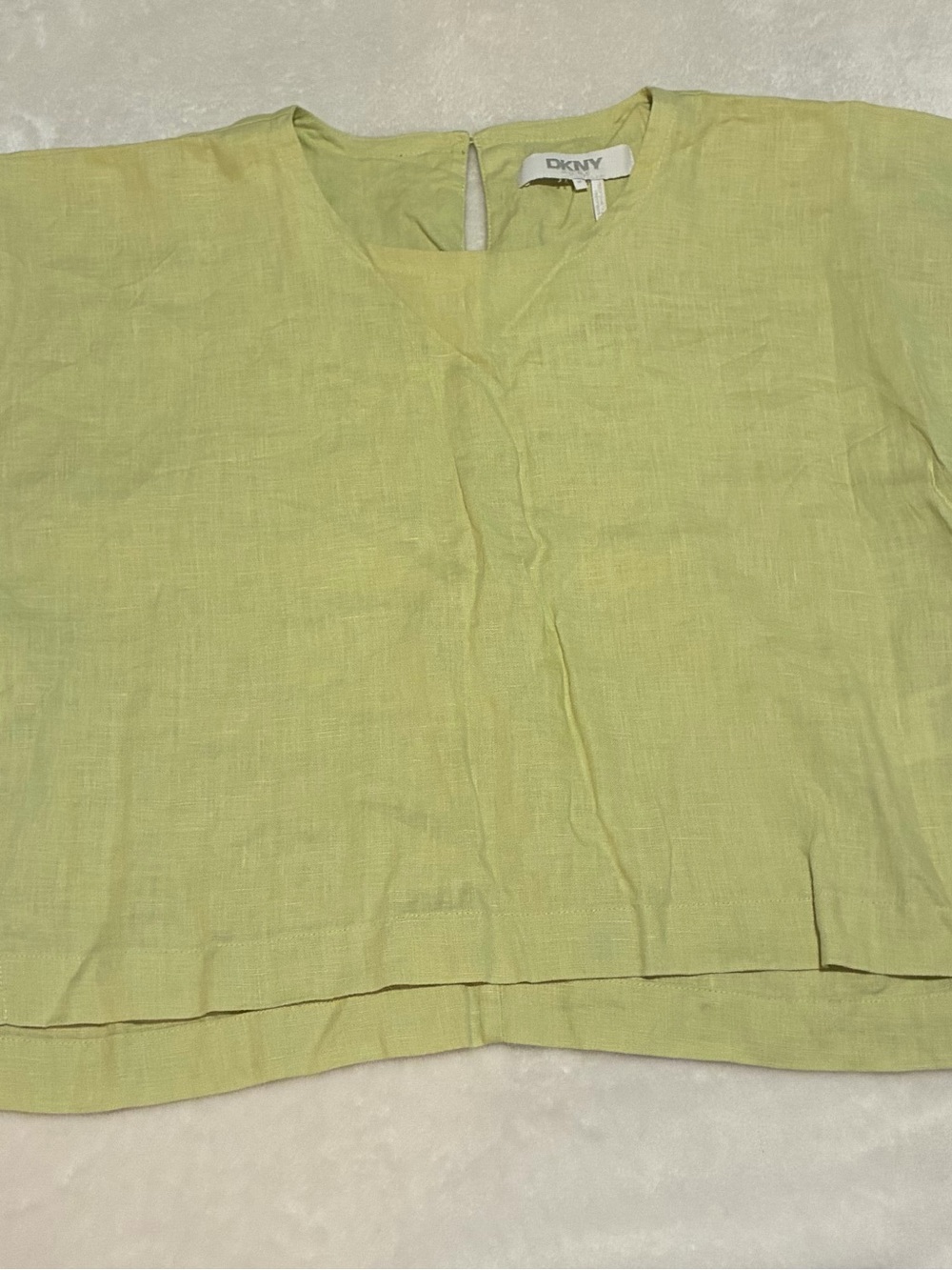 DKNY Lime Green Linen Short Sleeve Tunic Top